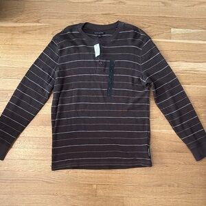 Banana Republic Chocolate Brown Striped Long Sleeve Shirt